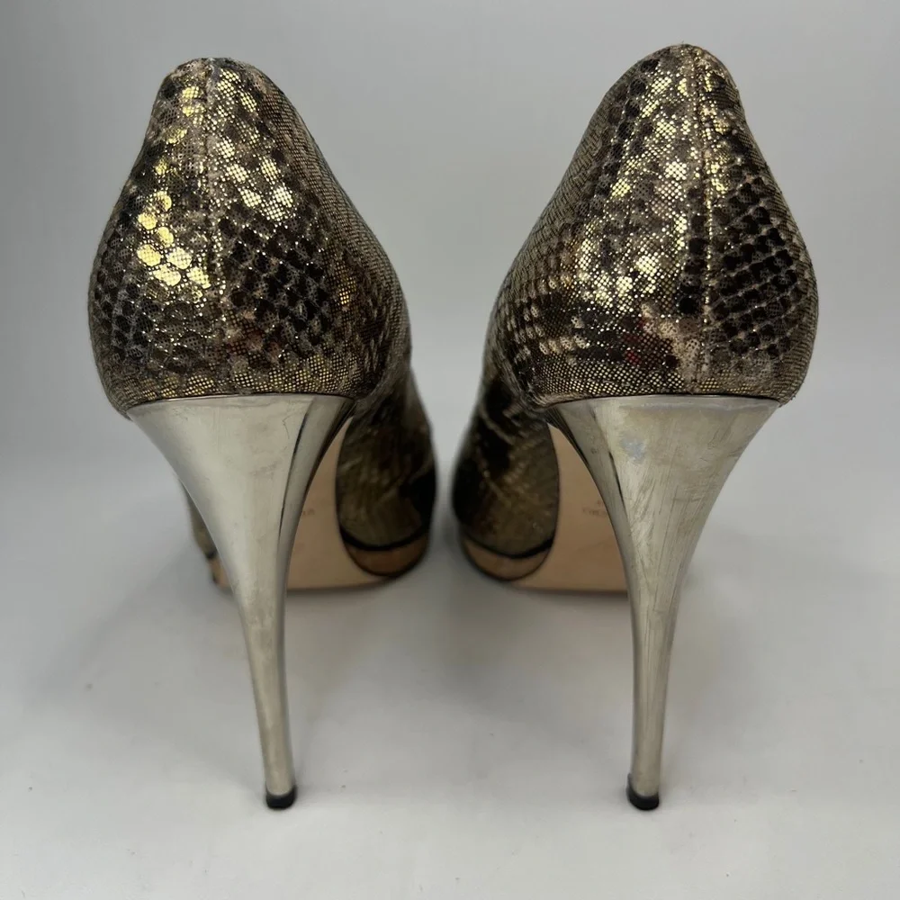 GIUSEPPE ZANOTTI DESIGN Made in Italy 🇮🇹 GENUINE LEATHER Snakeskin Heels‎ 38.5